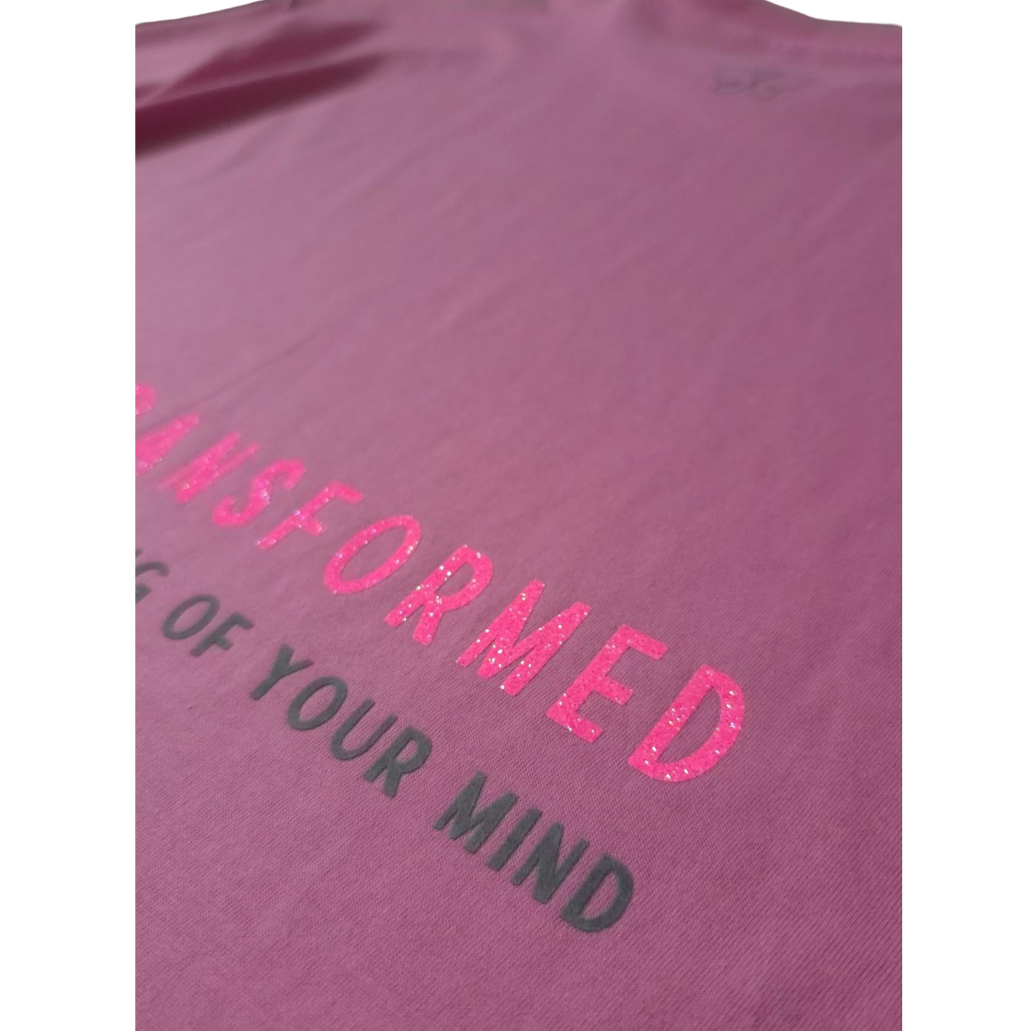 BE TRANSFORMED - BOXY/CROPPED T-SHIRT - ROMANS 12:2 - NEON PINK ON PINK