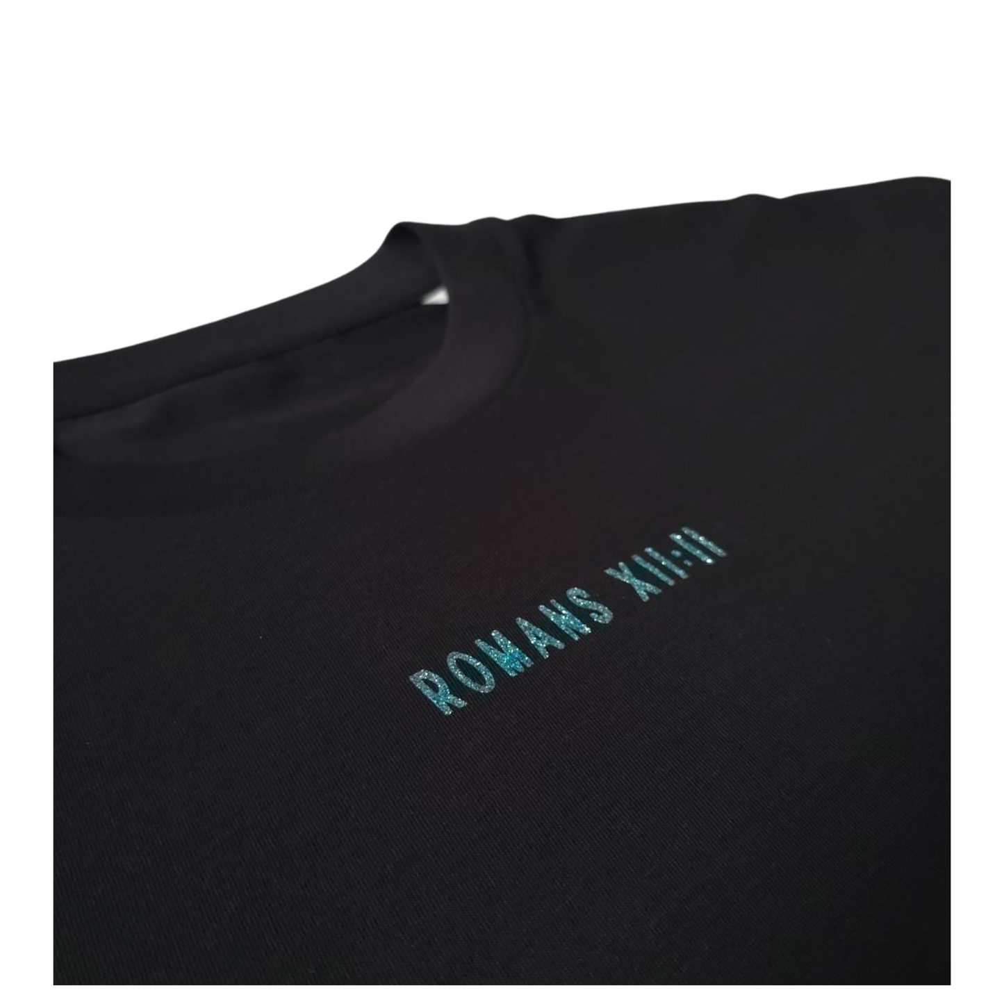 BE TRANSFORMED - BOXY/CROPPED T-SHIRT - ROMANS 12:2 - BEACH BLUE